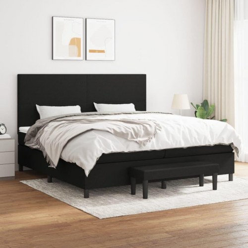 Kontinentalseng med madras 200 × 200 cm - stof, sort
