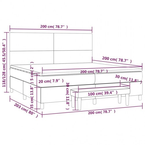 Kontinentalseng med madras 200 × 200 cm - stof, sort
