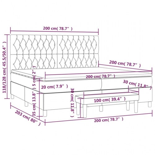 Kontinentalseng med madras 200 × 200 cm - stof, sort