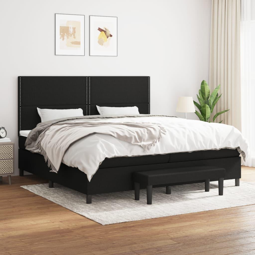 Kontinentalseng med madras 200×200 cm - stof, sort