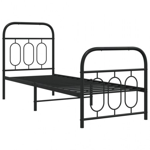 Sengeramme med sengegavl og fodgærde 75 x 190 cm - sort