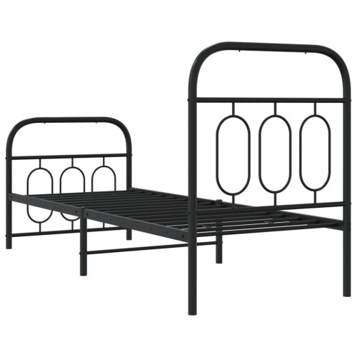 Sengeramme med sengegavl og fodgærde 75 x 190 cm - sort