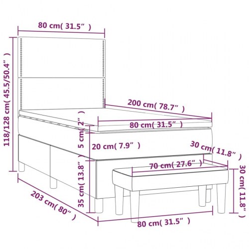 Kontinentalseng med madras 80x200 cm stof cremefarvet