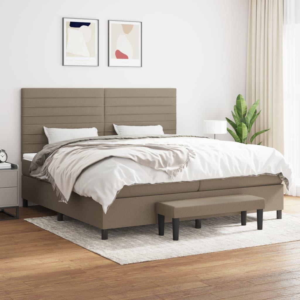 Kontinentalseng med madras 200x200 cm stof gråbrun