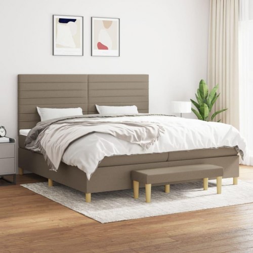 Kontinentalseng med madras 200x200 cm - stof, gråbrun