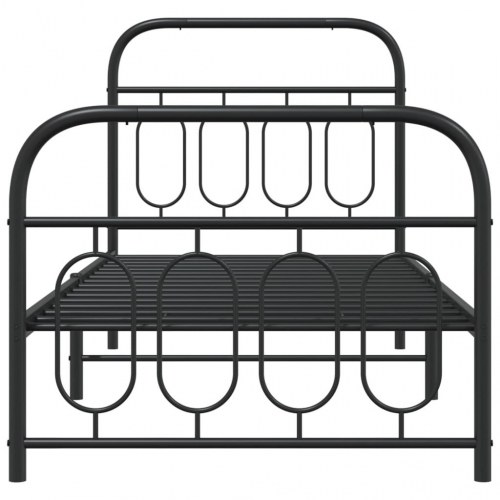 Sengeramme med sengegavl og fodgærde 90x190 cm metal sort
