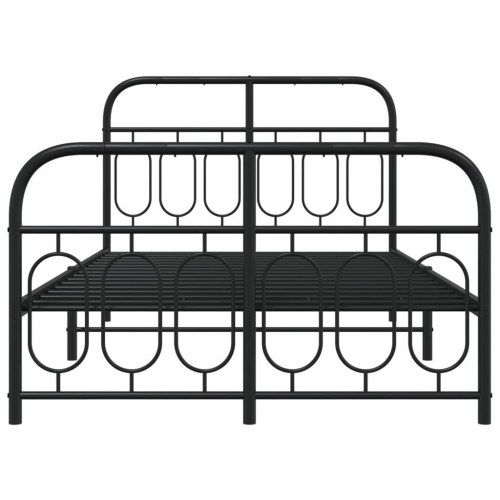 Sengeramme med gavl og fodgærde 120x200 cm - metal, sort