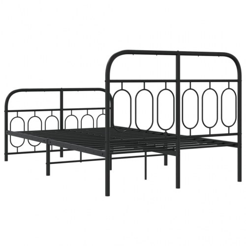Sengeramme med gavl og fodgærde 120x200 cm - metal, sort