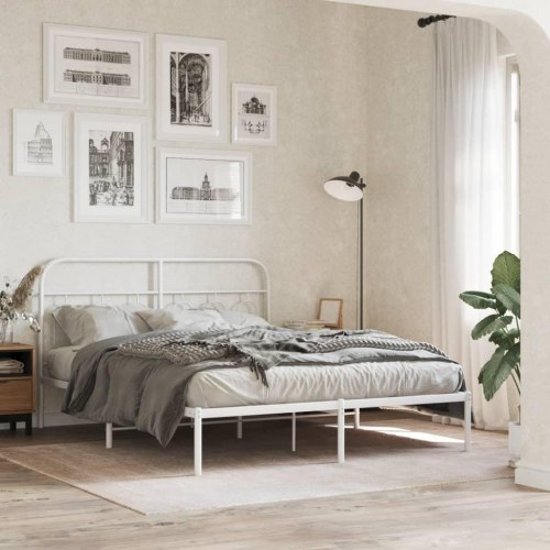 Sengeramme med sengegavl 135 x 190 cm - hvid