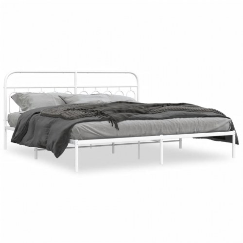 Sengeramme med sengegavl 200 x 200 cm - hvid