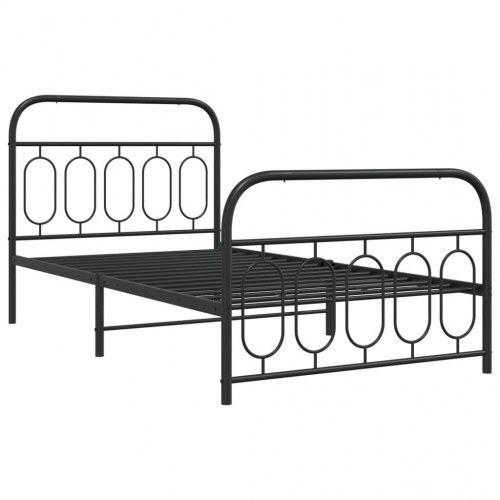 Sengeramme med sengegavl og fodgærde 107 x 203 cm - sort