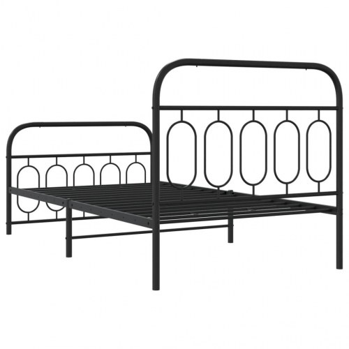 Sengeramme med sengegavl og fodgærde 107 x 203 cm - sort