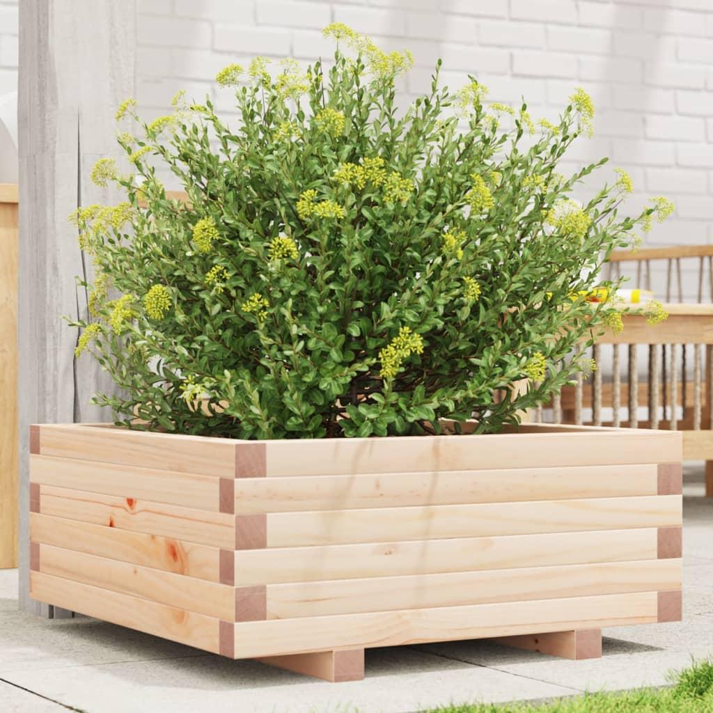 Plantekasse i massivt fyrretræ 60 × 60 × 26,5 cm - firkantet blomsterkasse