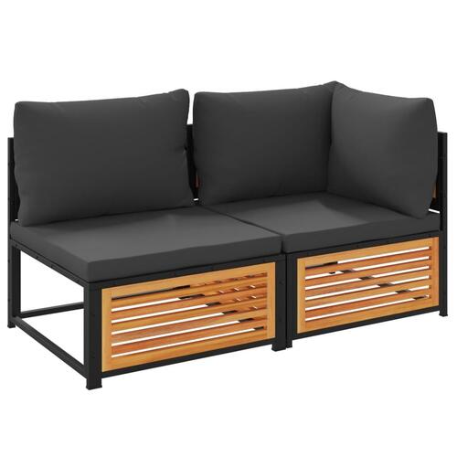 2-personers havesofa med hynder massivt akacietræ