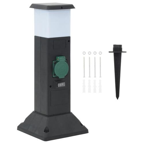 Udendørs søjle med stikkontakter og lampe + spyd 16x16x39,5 cm
