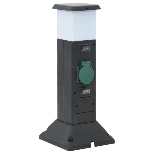 Udendørs søjle med stikkontakter og lampe + spyd 16x16x39,5 cm