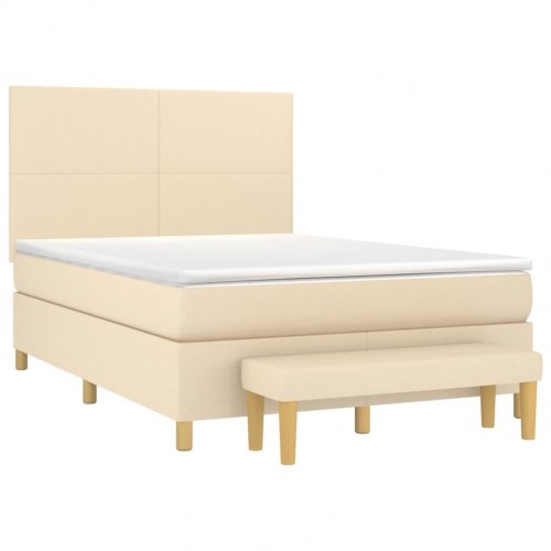 Kontinentalseng med madras 140x190 cm - stof, cremefarvet