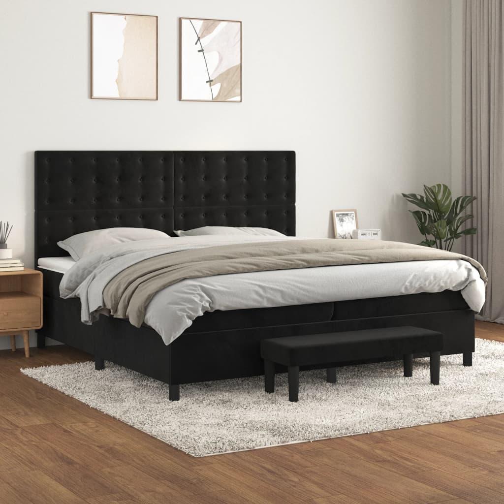 Kontinentalseng Med Madras Fløjl Sort - knapper / 200 x 200 cm