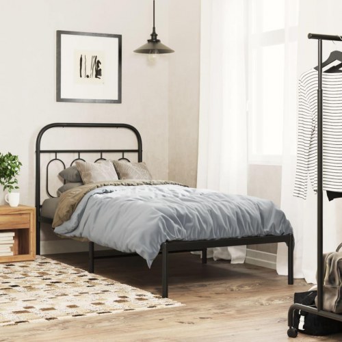 Sengeramme med sengegavl 90 x 190 cm - sort