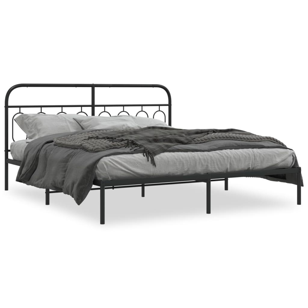 Sengeramme med sengegavl 180x200 cm metal sort