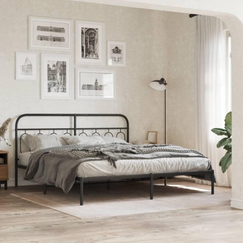 Sengeramme med sengegavl 180x200 cm metal sort