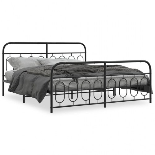 Sengeramme med sengegavl og fodgærde 183 x 213 cm - sort