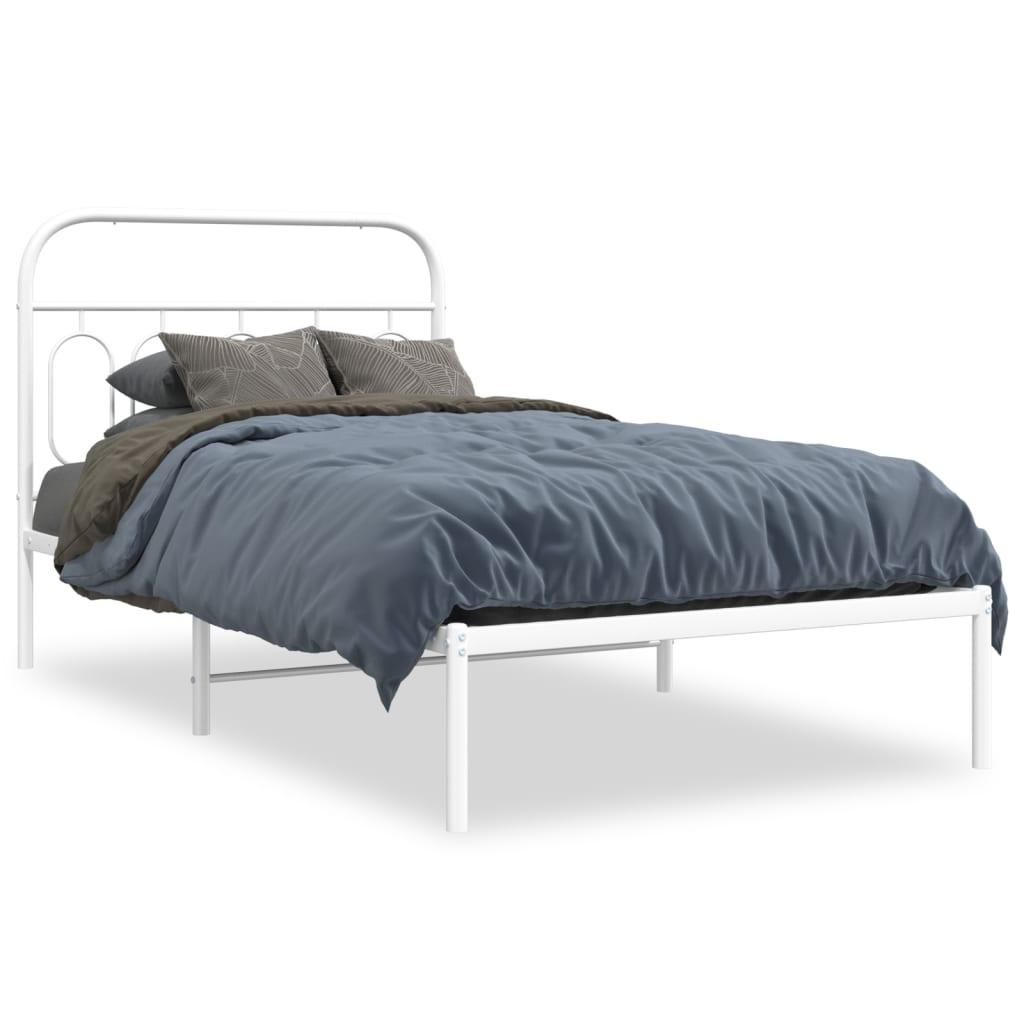 Sengeramme med sengegavl 100x200 cm metal hvid