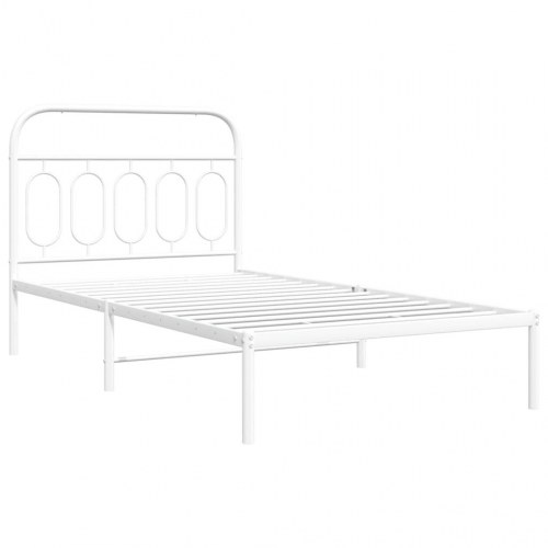 Sengeramme med sengegavl 100x200 cm metal hvid