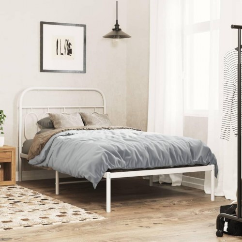 Sengeramme med sengegavl 100x200 cm metal hvid