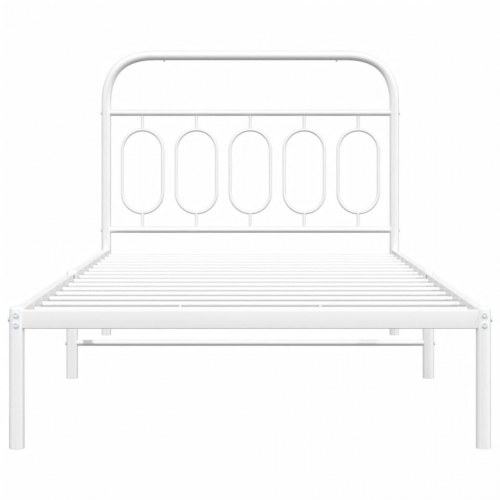 Sengeramme med sengegavl 100x200 cm metal hvid