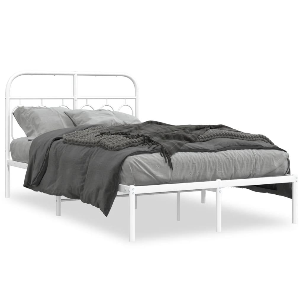 Sengeramme Med Sengegavl Metal - Hvid / med hovedgærde / 120 x 190 cm