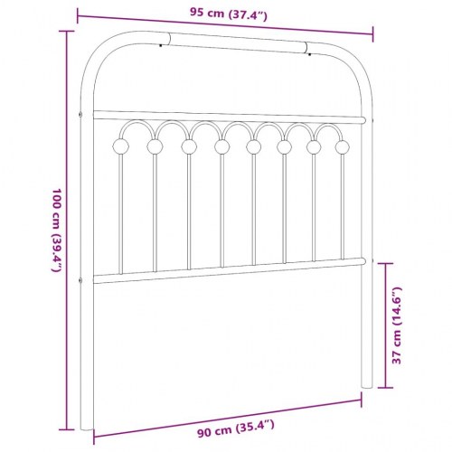 Sengegavl 90 cm metal sort