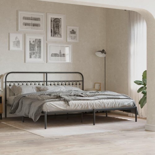 Sengegavl i stål 193 cm - sort