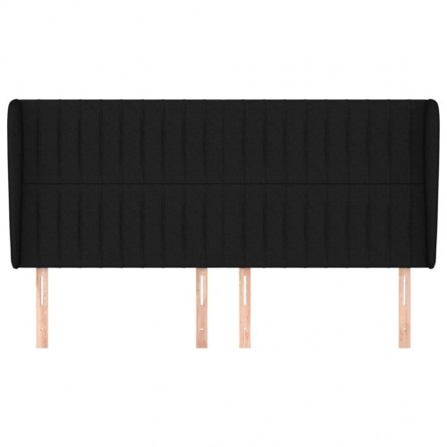 Sengegavl med kanter 183 x 23 x 118/128 cm - sort