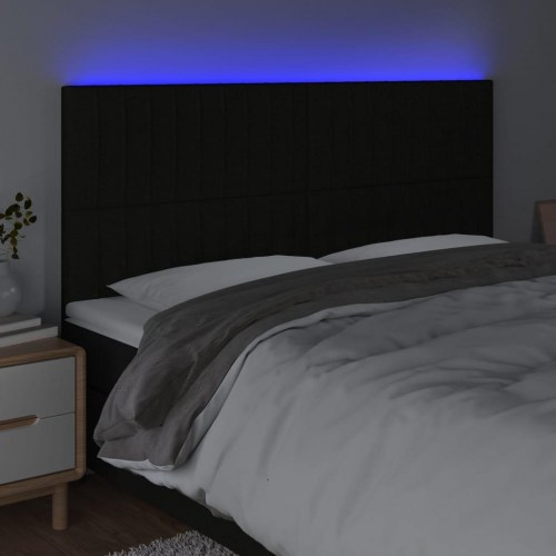 Sengegavl med LED-lys 180 x 5 x 118/128 cm - sort