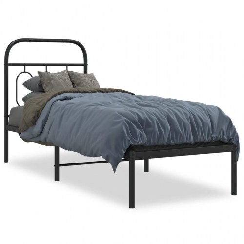 Sengeramme med sengegavl 75 x 190 cm - sort