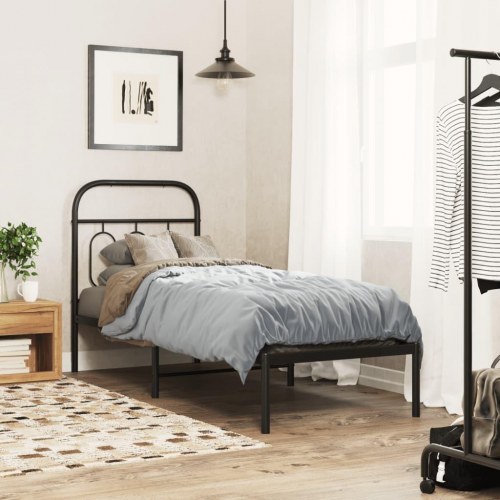 Sengeramme med sengegavl 75 x 190 cm - sort