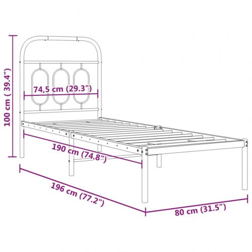 Sengeramme med sengegavl 75 x 190 cm - sort