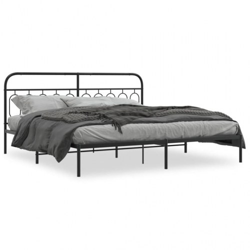 Sengeramme med sengegavl 200 x 200 cm - sort
