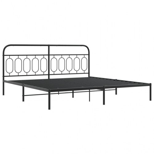 Sengeramme med sengegavl 200 x 200 cm - sort