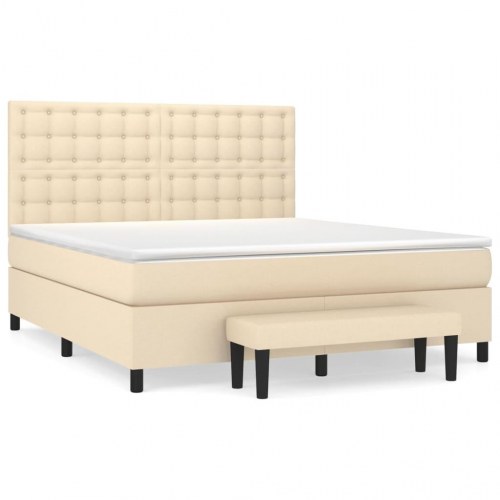 Kontinentalseng med madras 160×200 cm - stof, cremefarvet