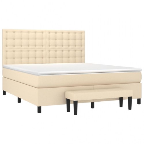 Kontinentalseng med madras 160×200 cm - stof, cremefarvet