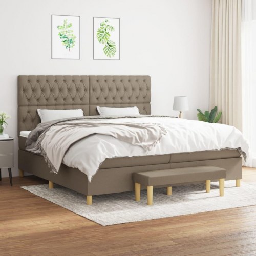 Kontinentalseng med madras 200 x 200 cm - stof, gråbrun
