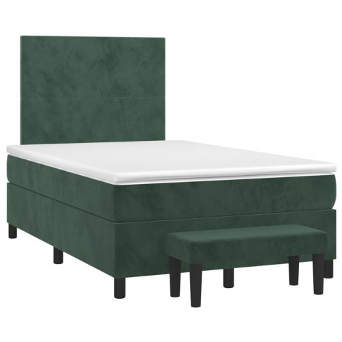 Kontinentalseng med madras 120x190 cm - velour, mørkegrøn