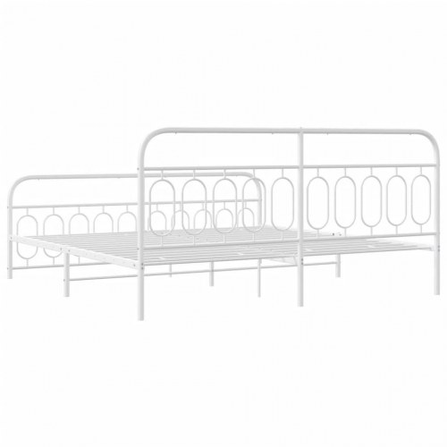 Sengeramme med sengegavl og fodgærde 200 x 200 cm - hvid