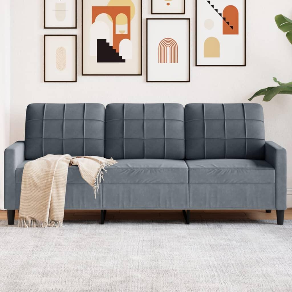 3-Personers Sofa Fløjl - 180 cm / Mørkegrå