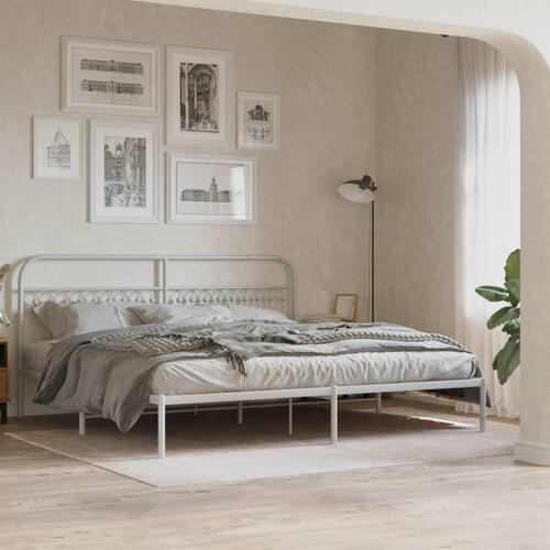 Sengegavl 200 cm metal hvid
