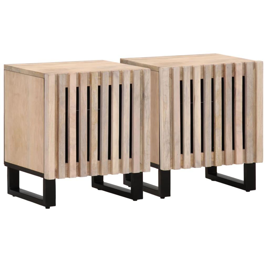 Sengeborde 2 Stk. 40x33x46 Cm Massivt Bleget Mangotræ