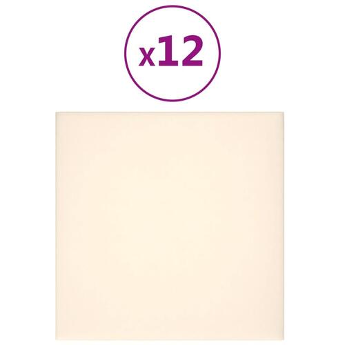 Vægpaneler 12 stk. 30x30 cm 1,08 m² fløjl cremefarvet