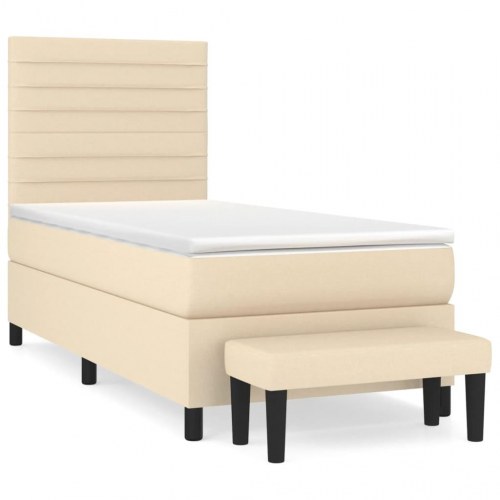 Kontinentalseng med madras 100×200 cm - stof, cremefarvet